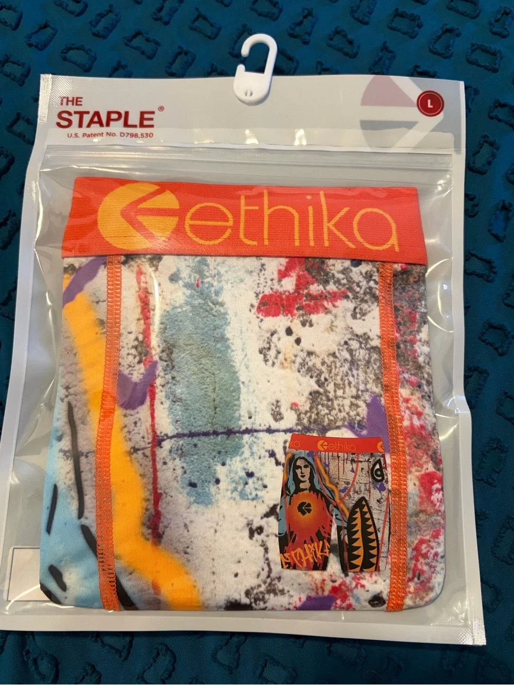 Ethika Multicolor Abstract Boxer Briefs with Orange Waistband